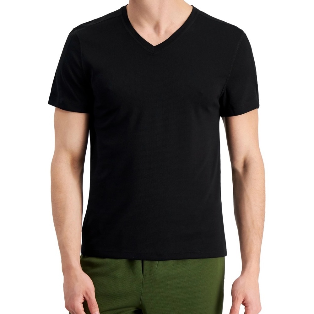 ID Ideology Men’S Birdseye Mesh V Neck T-Shirt Black Size S